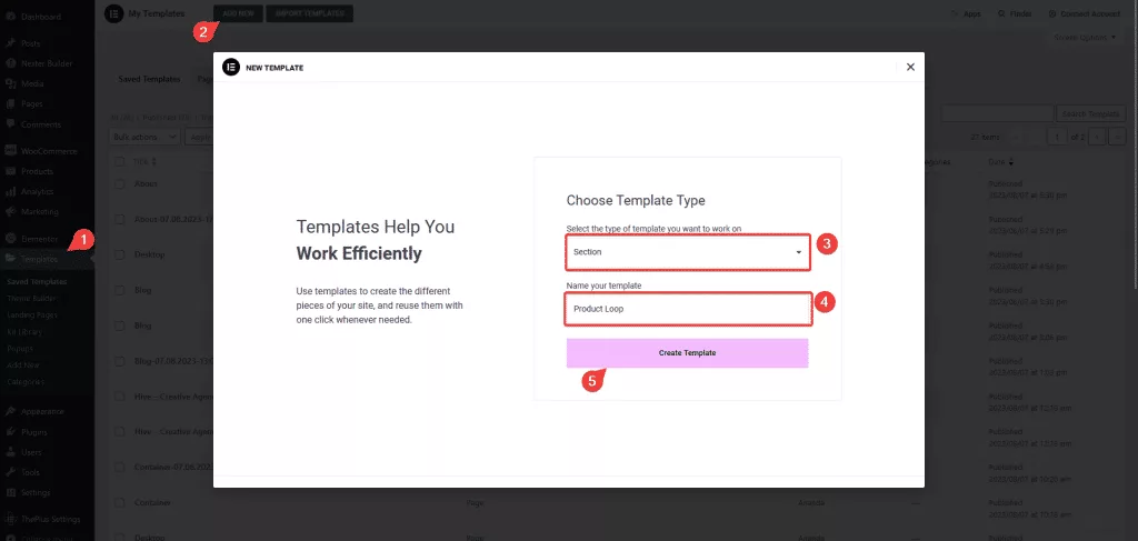Create elementor product template