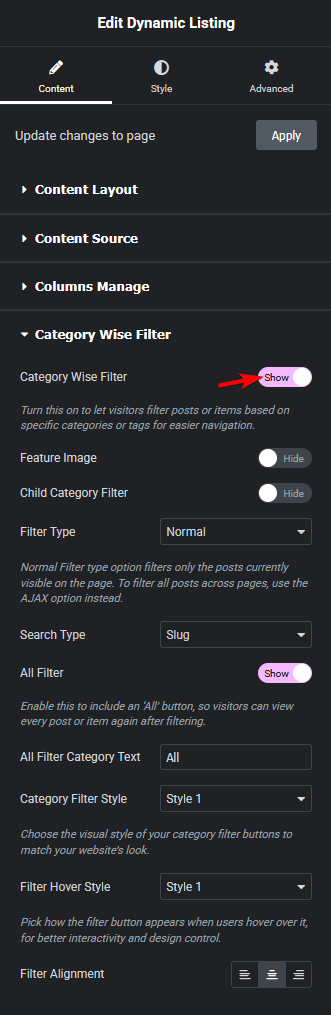 Dynamic listing cpt category wise filter new how to filter custom post types by taxonomy in elementor? From the plus addons for elementor