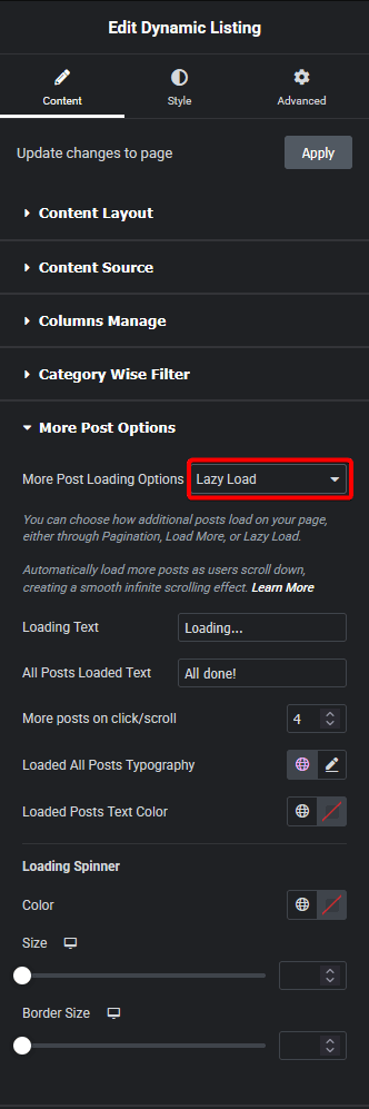 Dynamic listing cpt lazy load new how to add infinite scroll for custom post types in elementor? From the plus addons for elementor