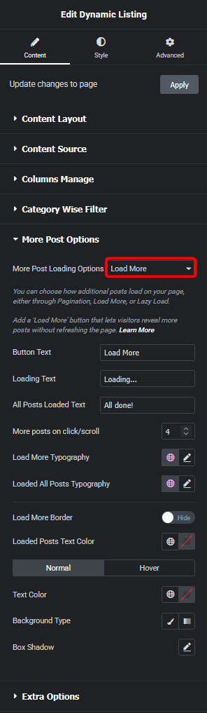 Dynamic listing cpt load more new how to add load more button in custom post types in elementor? From the plus addons for elementor