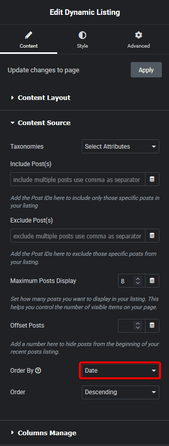 Dynamic listing filter cpt books order by date new how to order custom post types by date in elementor? From the plus addons for elementor