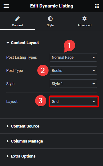 Dynamic listing grid layout