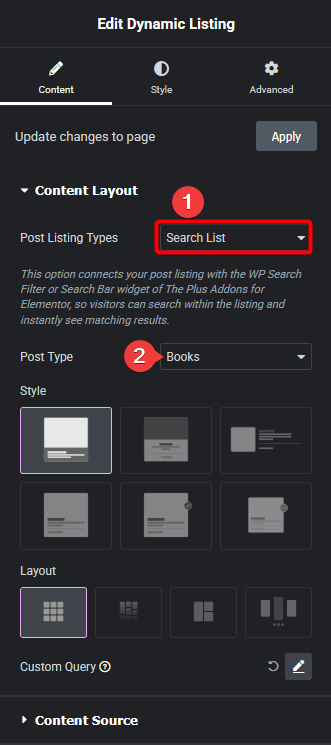 Dynamic listing search list page custom post type new how to customize search page for custom post type in elementor? From the plus addons for elementor