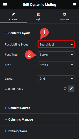 dynamic listing search list | The Plus Addons for Elementor Dynamic listing search list