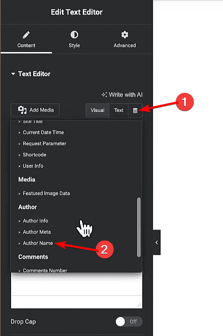 dynamic post author name | The Plus Addons for Elementor Dynamic post author name