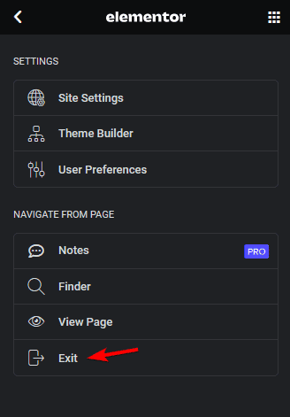 exit elementor editor | The Plus Addons for Elementor Exit elementor editor
