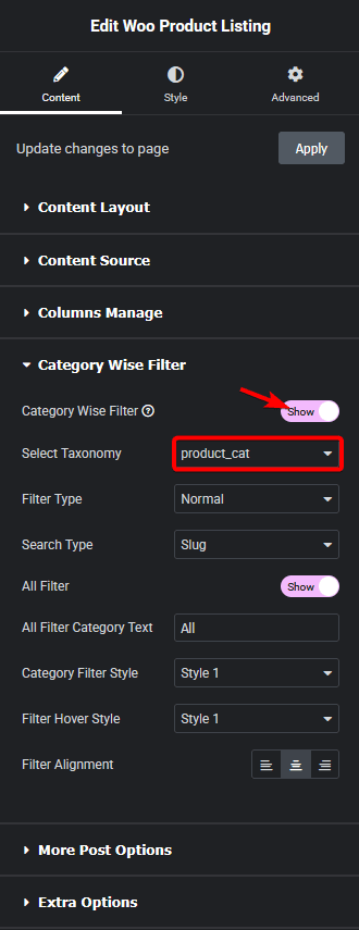Product listing category filter new1 how to filter woocommerce products by category in elementor? From the plus addons for elementor