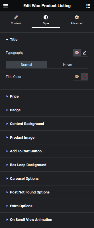 Product listing style