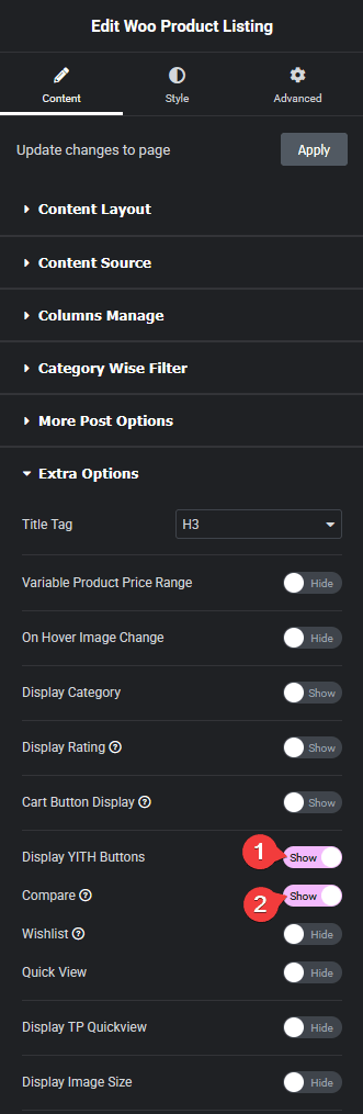 Product listing yith compare new how to add product compare button for woocommerce products in elementor? From the plus addons for elementor