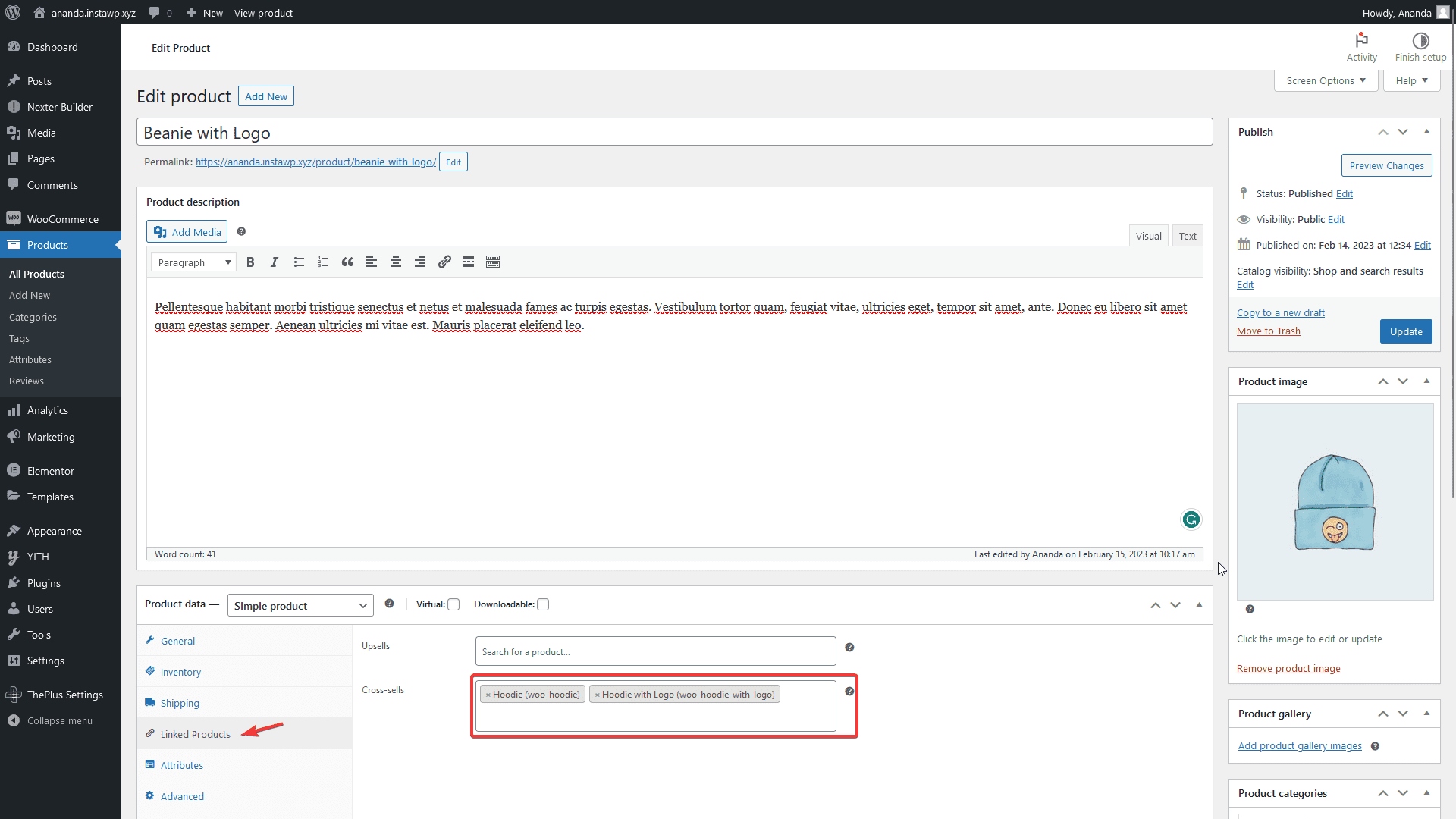 Woocommercer add cross sell product