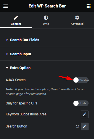 Wp search bar ajax search