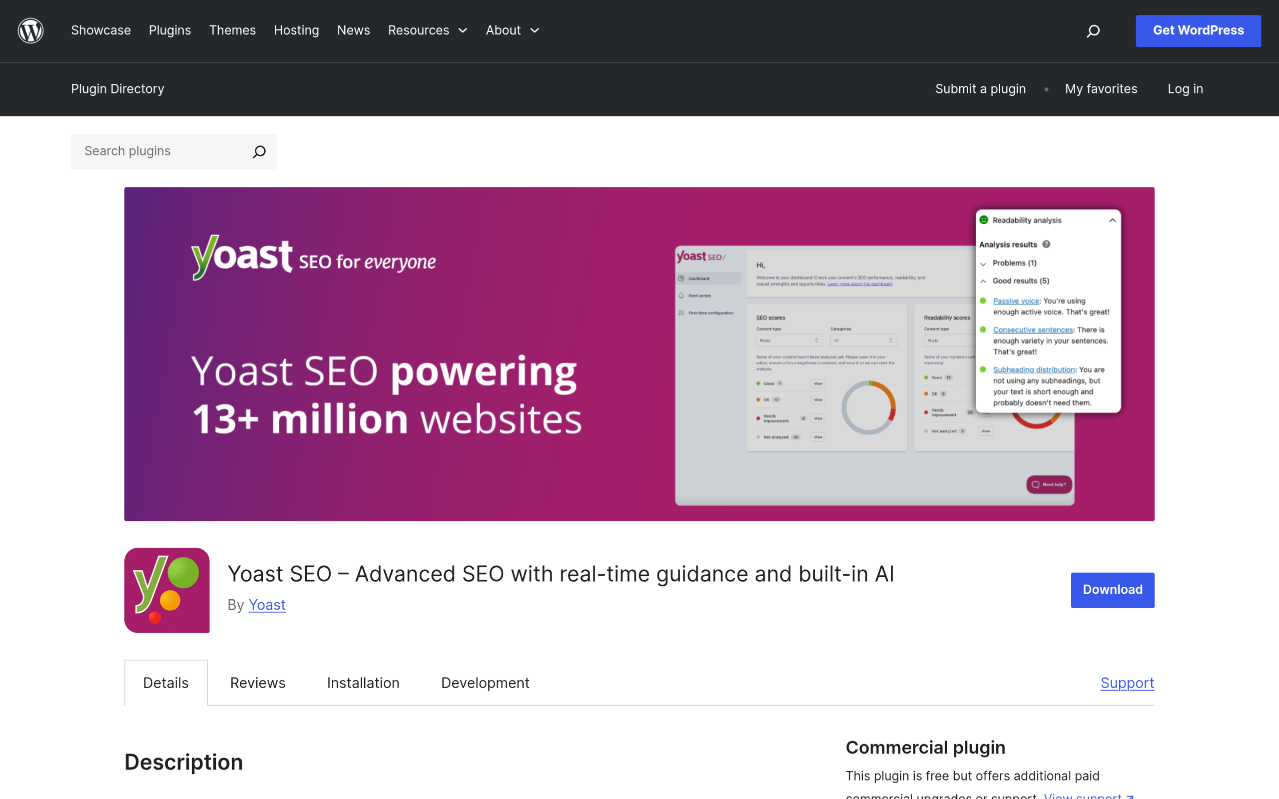 Yoast seo on wordpress. Org with 10 million active installs