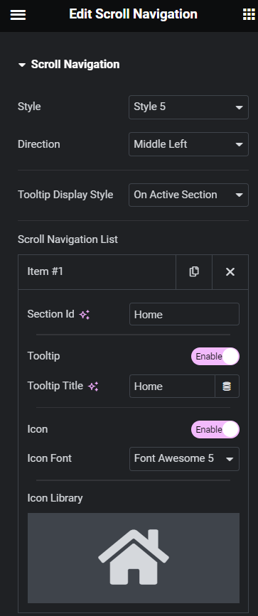 Add icons how to create one page navigation in elementor [single page website] from the plus addons for elementor