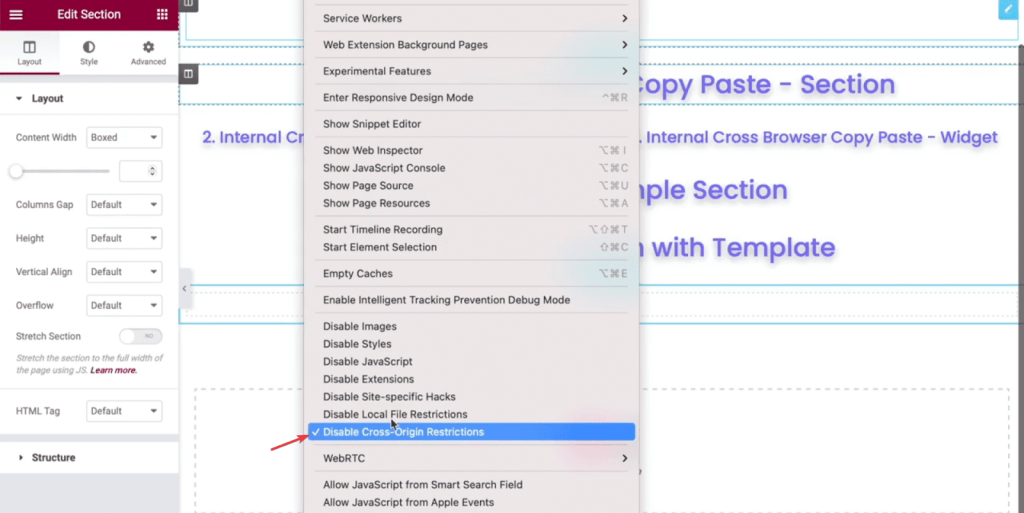 Disable cross origin restrictions how to copy elementor pages from one site to another for free? From the plus addons for elementor