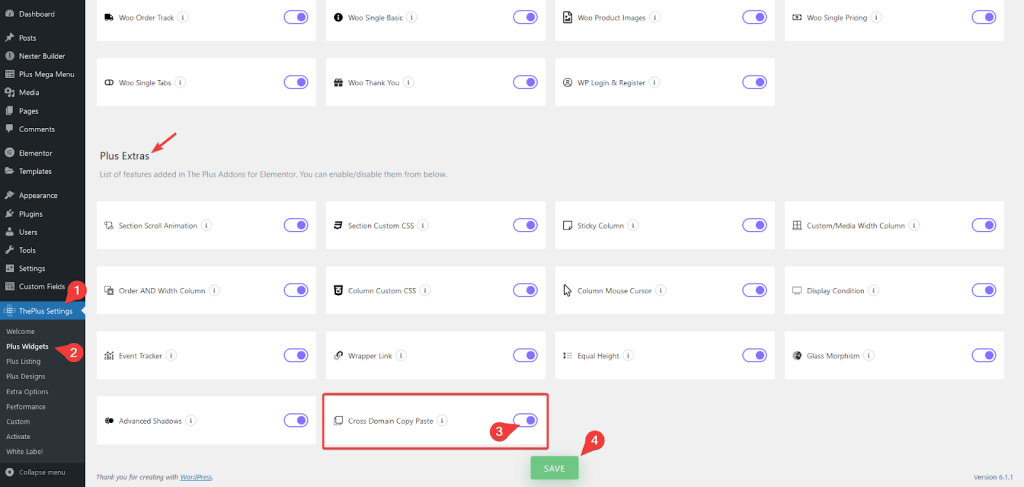 Enabling cross domain copy feature how to copy elementor pages from one site to another for free? From the plus addons for elementor