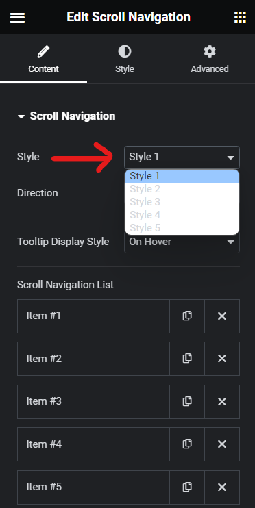 Pick the style of your navigation menu how to create one page navigation in elementor [single page website] from the plus addons for elementor