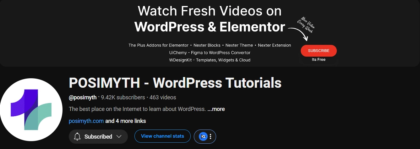 Posimyth youtube channel 7 best youtube channels to learn elementor [beginner tutorials] from the plus addons for elementor