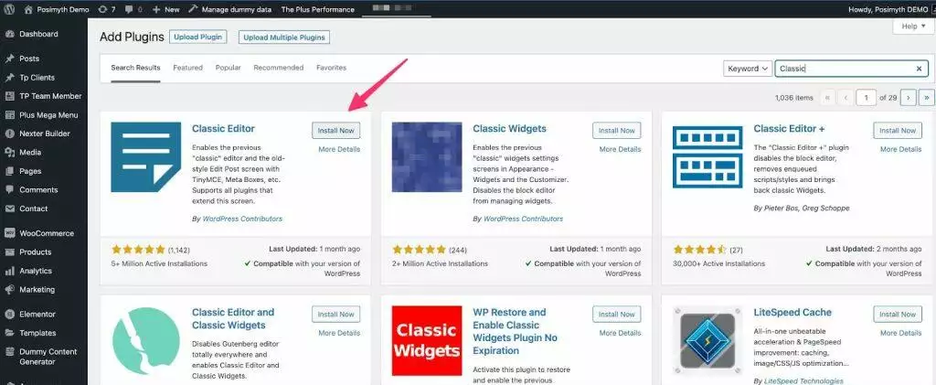 Switching to the classic editor [solved] how to fix wordpress update & publish failed errors from the plus addons for elementor