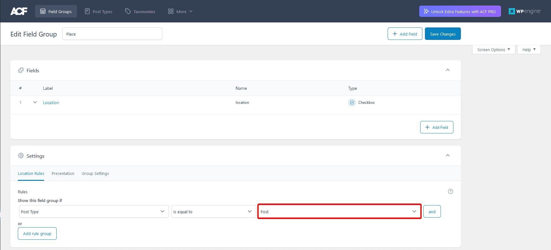 Acf custom field post