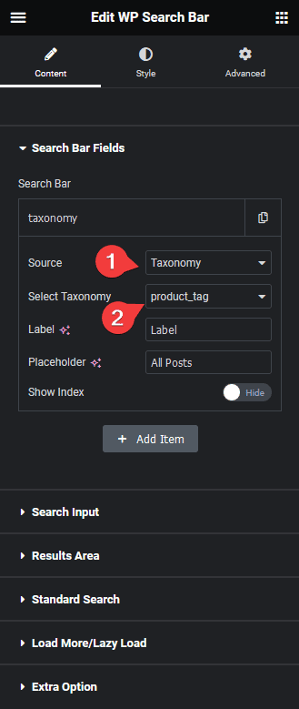 Search bar product tag