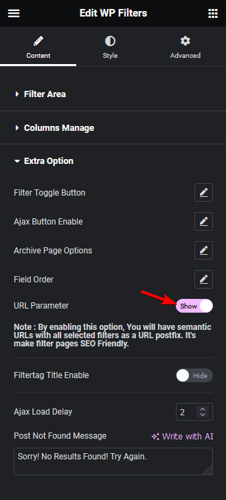 Wp search filters url parameter
