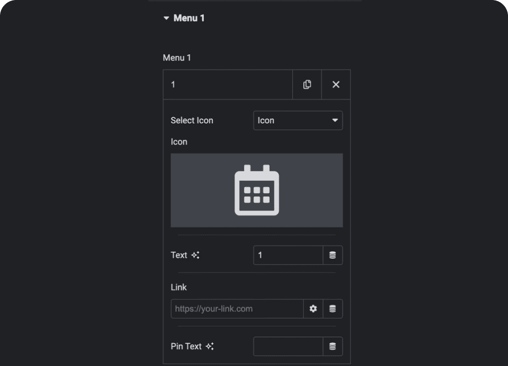 Custom link for each menu item mobile menu for elementor from the plus addons for elementor