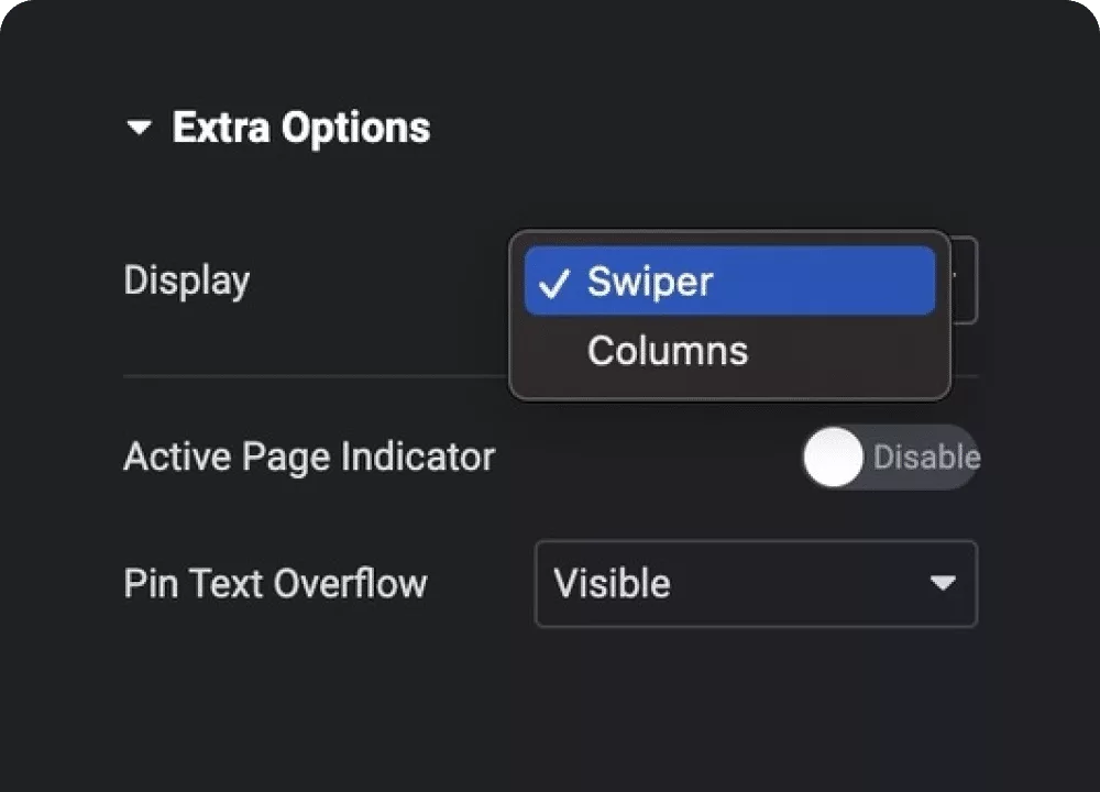 Swiper column mode mobile menu for elementor (fixed bottom menu) from the plus addons for elementor