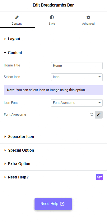 Tpae Breadcrumbs Bar Content | The Plus Addons for Elementor Tpae breadcrumbs bar content breadcrumbs bar widget settings overview from the plus addons for elementor