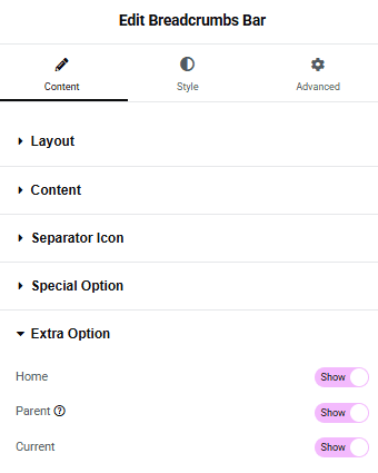 Tpae Breadcrumbs Bar Extra Option | The Plus Addons for Elementor Tpae breadcrumbs bar extra option breadcrumbs bar widget settings overview from the plus addons for elementor