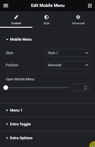 Mobile menu content
