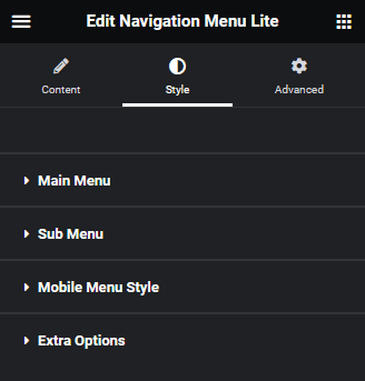 Navigation menu lite style