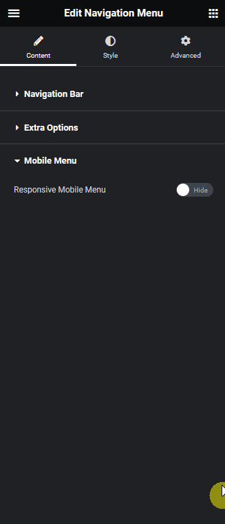 Navigation menu mobile off canvas menu