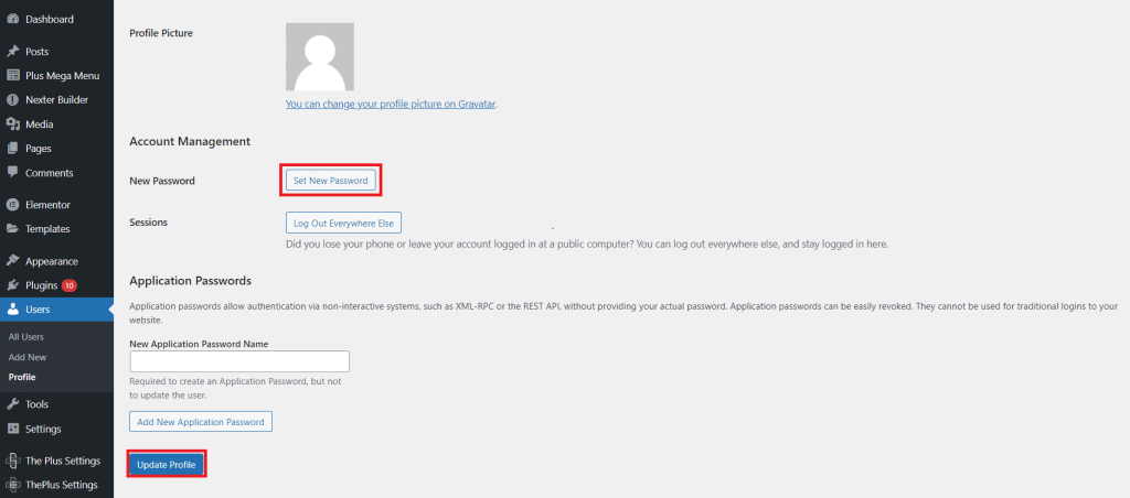 Set new password