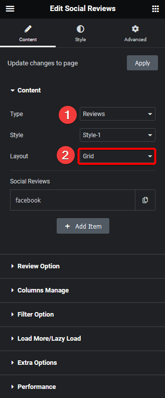 Social reviews grid