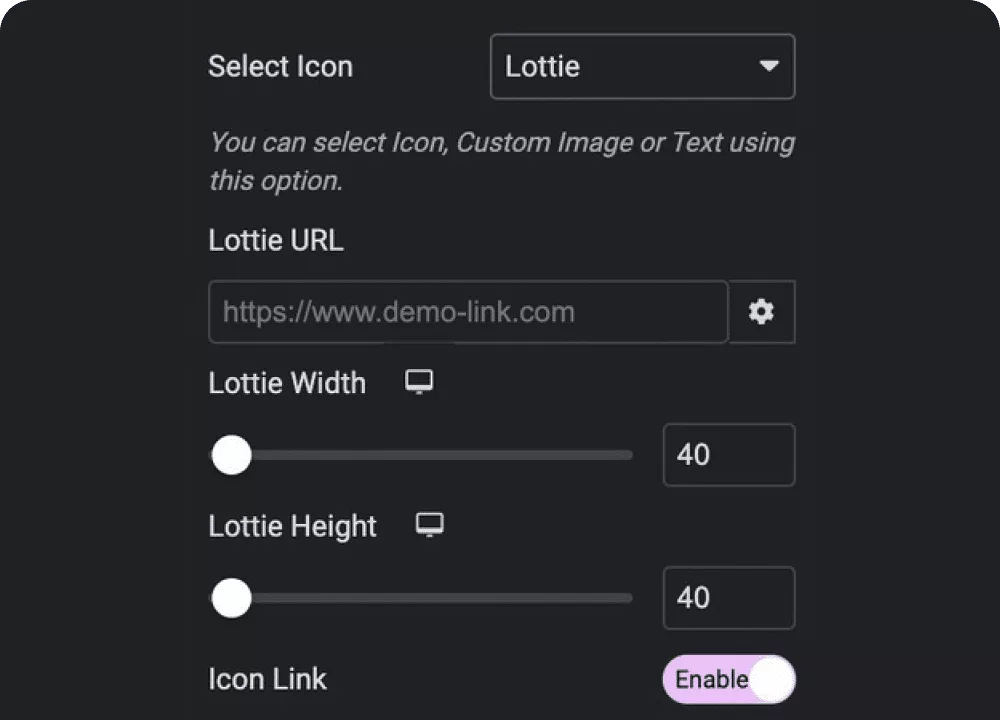Add lottie animation in step 1 process steps from the plus addons for elementor