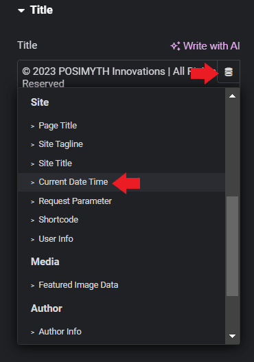Current date time how to change footer copyright text in wordpress from the plus addons for elementor