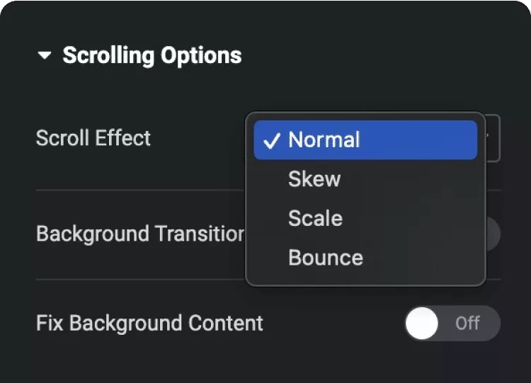 Multiple scrolling effects horizontal scroll from the plus addons for elementor