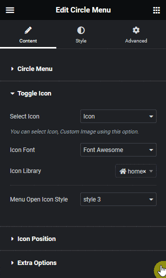 Circle menu toggle icon