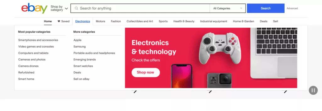 Ebay 1 8 best mega menu examples + learn how to create them from the plus addons for elementor