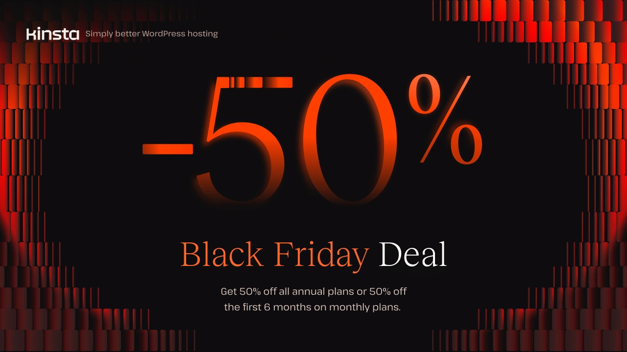 Kinsta black friday affiliate thumbnail 1280×720 best wordpress black friday deals in 2024 from the plus addons for elementor