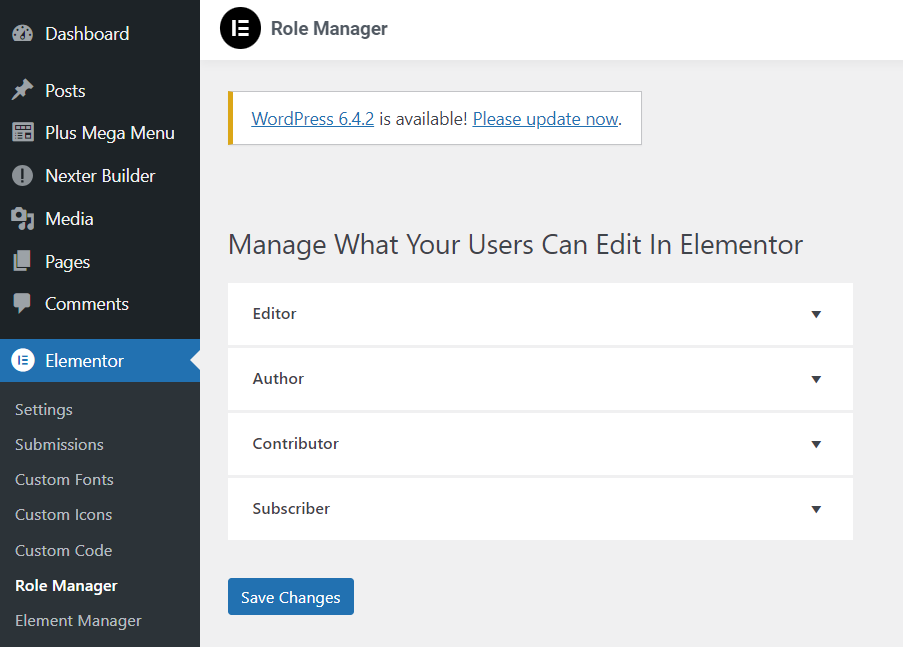 D. Role manager how to use elementor in wordpress in 2024 [beginners guide] from the plus addons for elementor