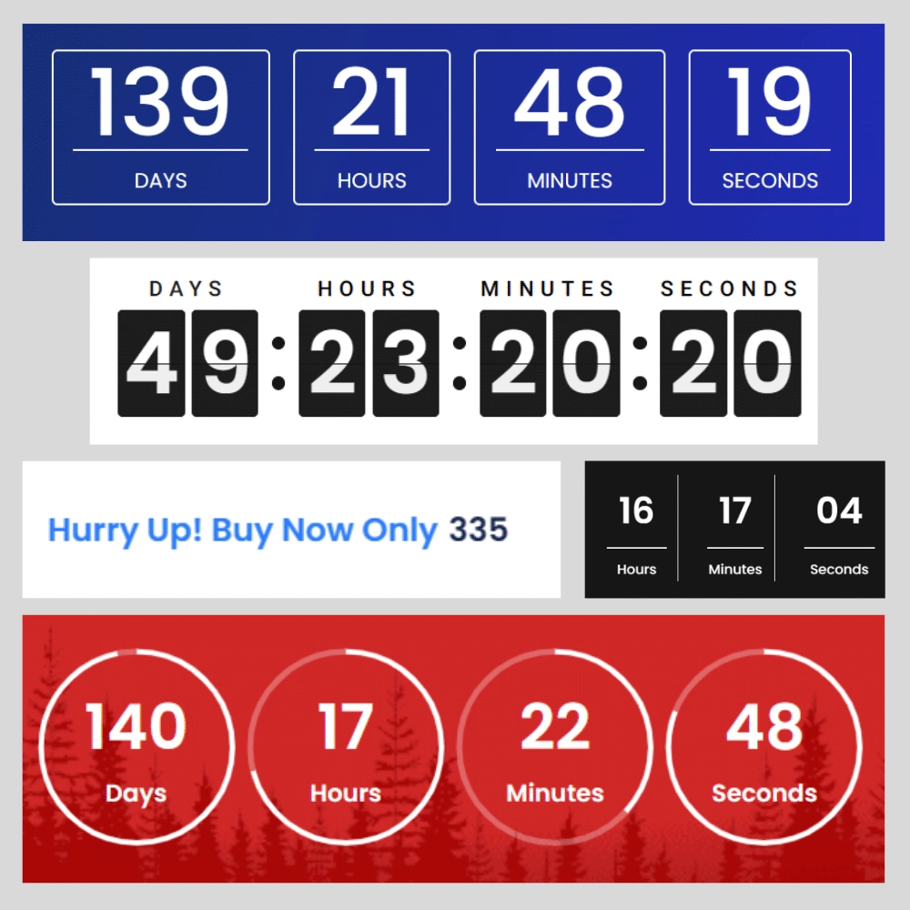Multiple countdown styles 6 best wordpress countdown timer plugins [use fomo] from the plus addons for elementor