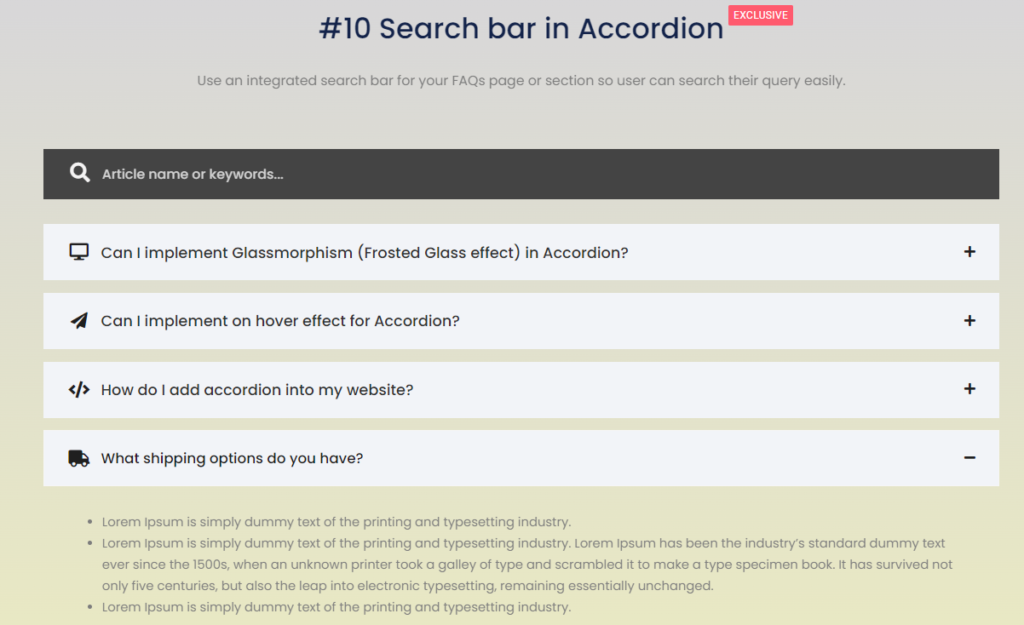 Search bar 5 best faq plugins for wordpress [free q&a templates] from the plus addons for elementor