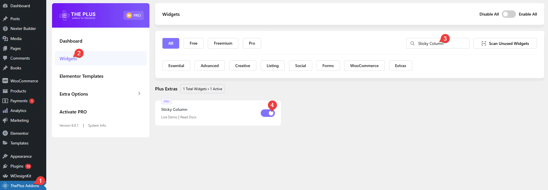 sticky column | The Plus Addons for Elementor Sticky column sticky column settings overview from the plus addons for elementor