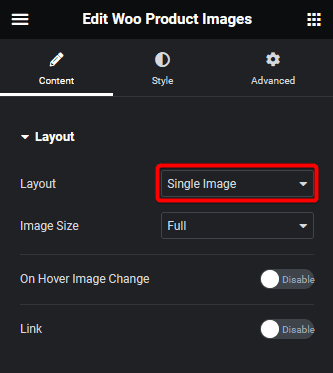 Woo product images single image