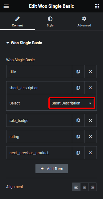 Woo single basic short description