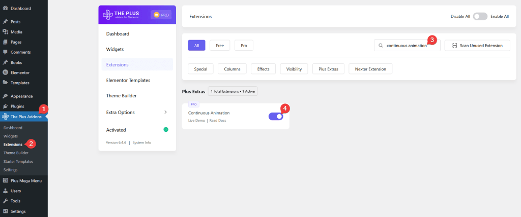 Continuous animation activate how to add a global continuous animation to any widget in elementor? From the plus addons for elementor