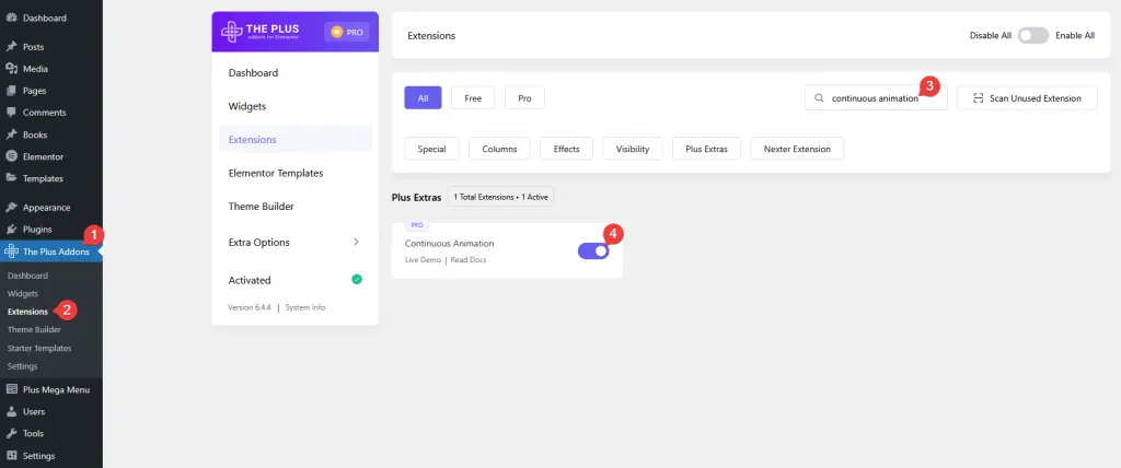 Continuous animation activate how to add a global continuous animation to any widget in elementor? From the plus addons for elementor