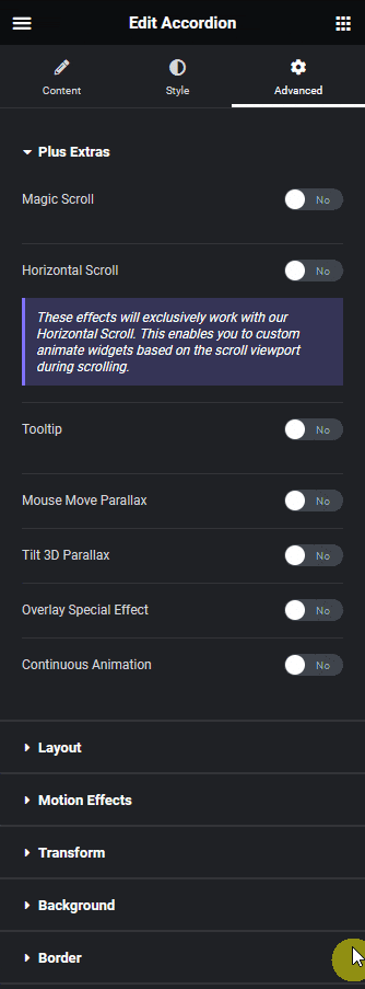 Global continuous animation setting