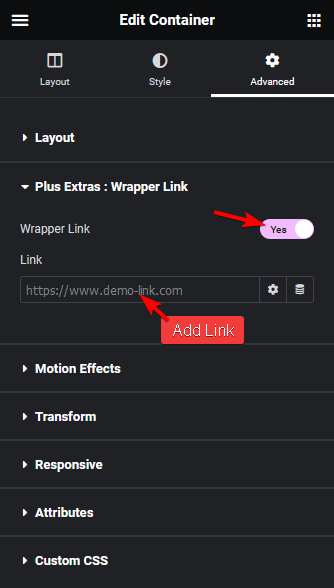 Wrapper link settings